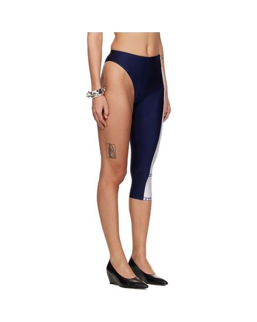 Jean Paul Gaultier Blue Asymetric Cyclist Printed 'Junior Gaultier' Leggings