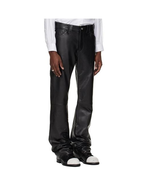 Enfants Riches Deprimes Black Leather Flare Pilot Pants for men