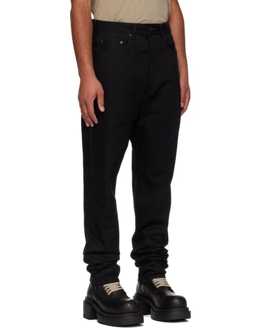 Rick Owens Black Concordians Collapse Long Jeans for men