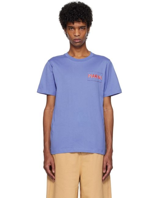 Marni Blue Logo Patch T-Shirt for men