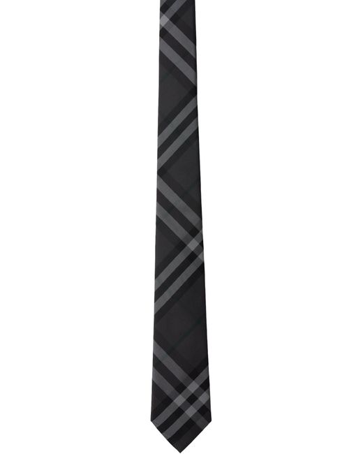 Burberry Black Check Silk Tie for men