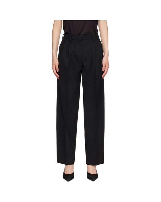 Totême Black Double-Pleated Tailored Trousers