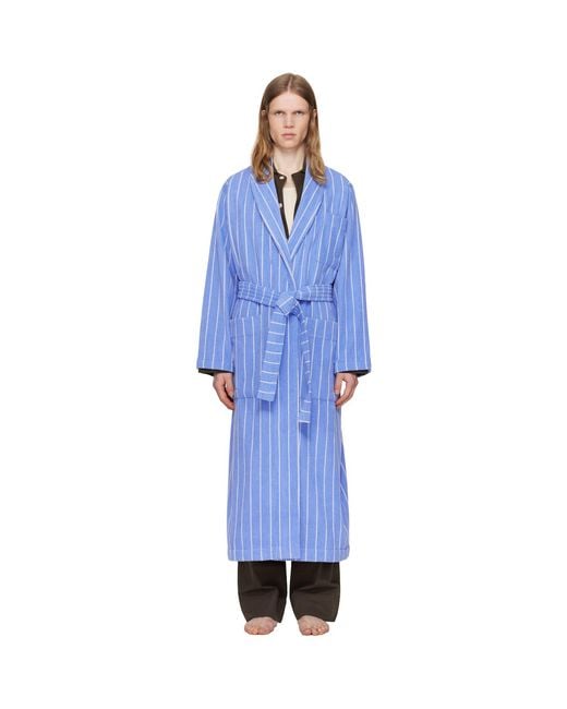 Tekla Blue Terry Classic Bathrobe for men