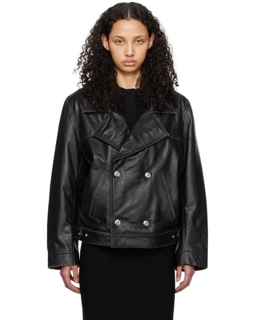 Victoria Beckham Black Oversized Leather Jacket for men