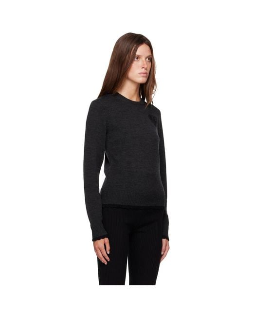 Ganni Black Crewneck Wool Sweater
