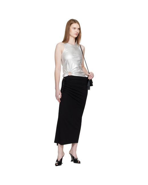 Rabanne Black Draped Midi Skirt