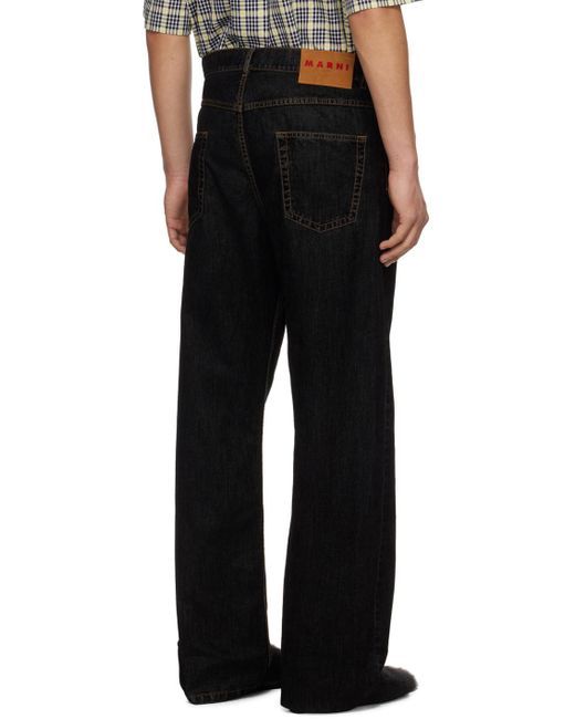 Jean noir en denim floqué Marni pour homme en coloris Black