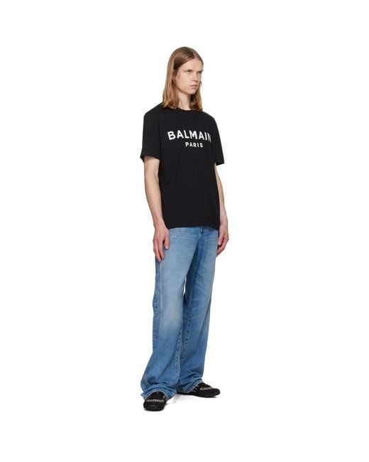 Balmain Black Paris' Print T-Shirt for men