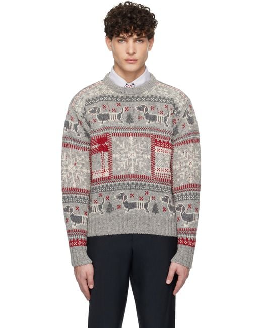 Thom Browne Multicolor Thom E Holiday Hector Mohair Crew Neck Sweater for men