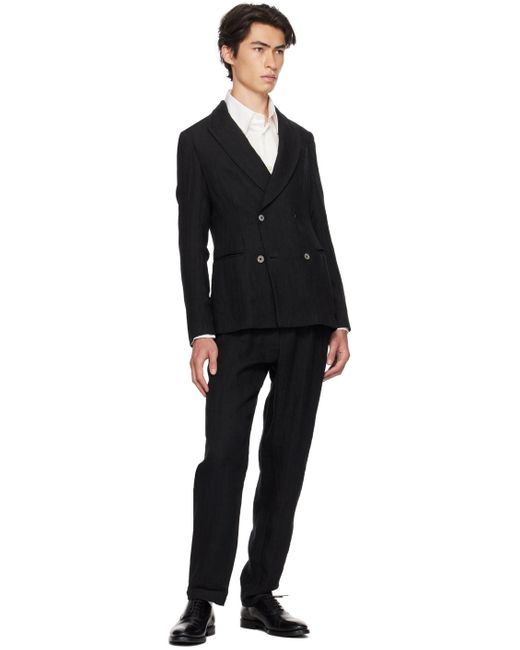 メンズ Emporio Armani ピークドラペルカラー スーツ Black