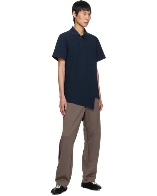 メンズ Comme des Garçons ネイビー アシンメトリー ポロシャツ Blue