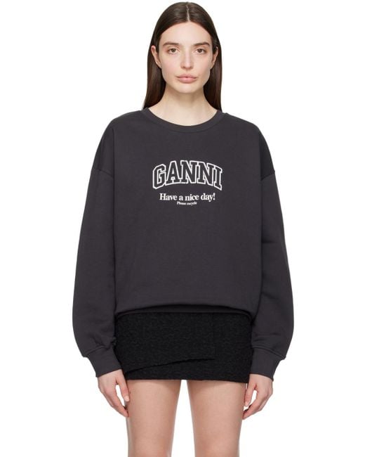 Ganni Black Gray Isoli Sweatshirt