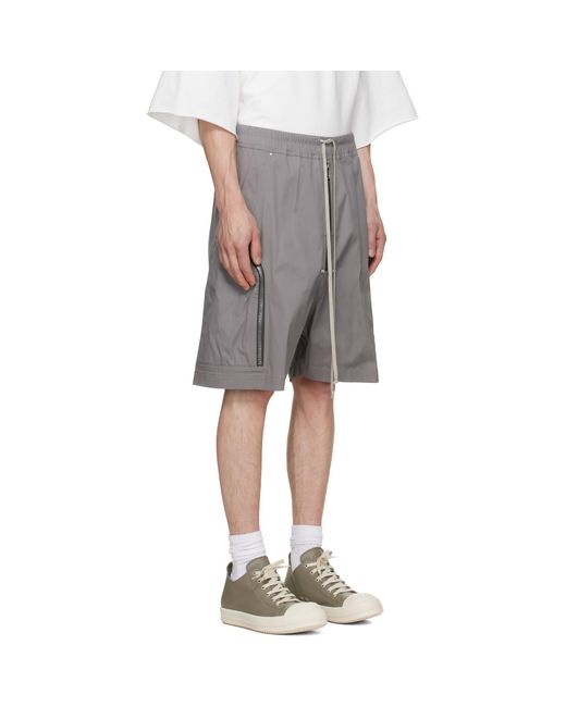 Rick Owens Gray Tower Heizer Cargo Shorts for men