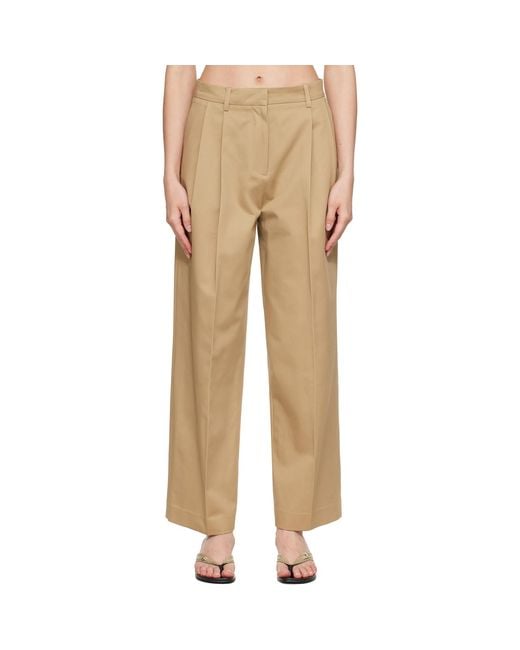 TONYWACK Natural Cotton Wide Leg Pleated Trousers