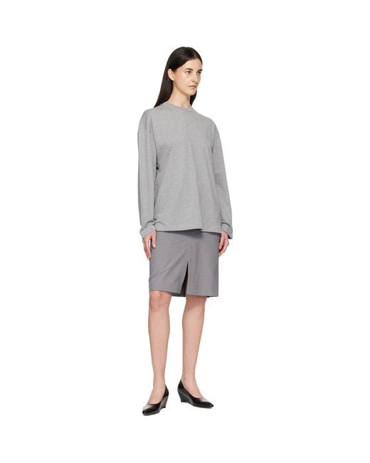 Jil Sander Gray Long Sleeve Crew Neck Boxy Fit T-shirt