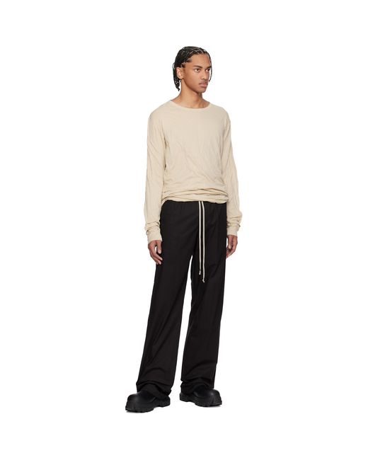 Rick Owens Black Temple Dietrich Drawstring Trousers for men