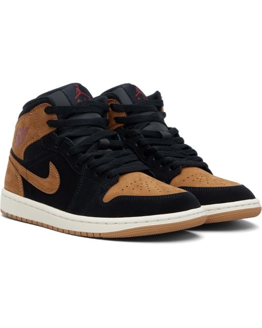 Nike Black Tan Air Jordan 1 Mid Se Sneakers for men