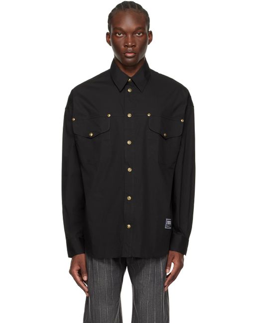Chemise noire à écusson à logo Versace pour homme en coloris Black