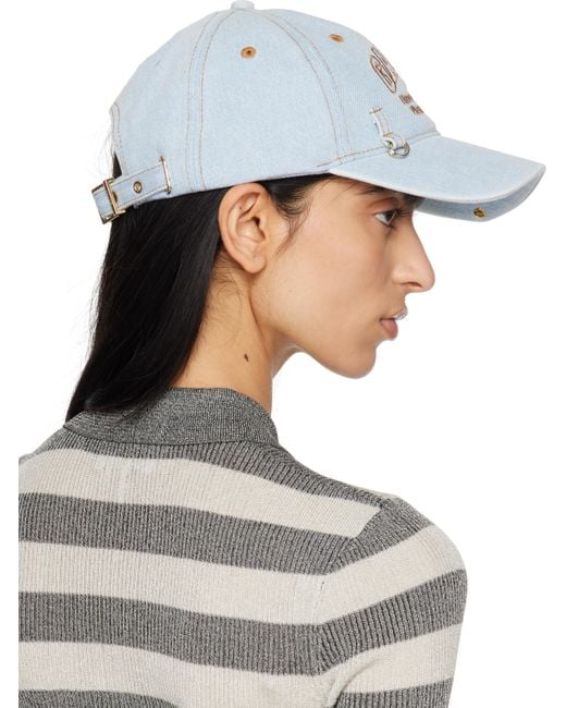 Ganni ブルー デニム キャップ Gray