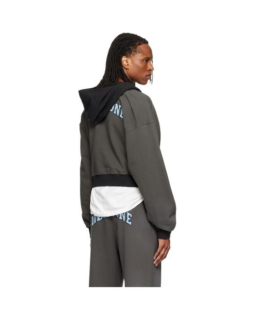 we11done Gray Washed Doodle Teddy Zip-Up Hoodie for men