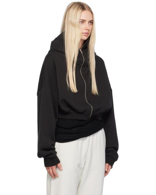 Entire studios Black Cropped Full Zip Hoodie