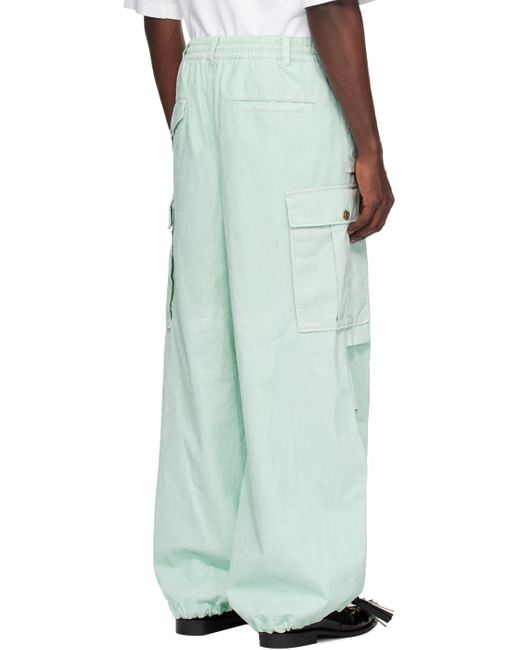 Marni Green Garment-Dyed Denim Cargo Pants for men