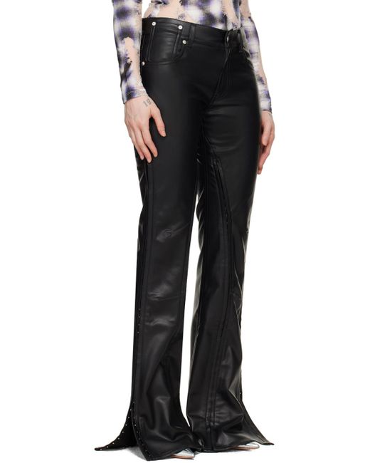Pantalon noir en cuir synthétique à fentes à agrafes et œillets Y. Project en coloris Black