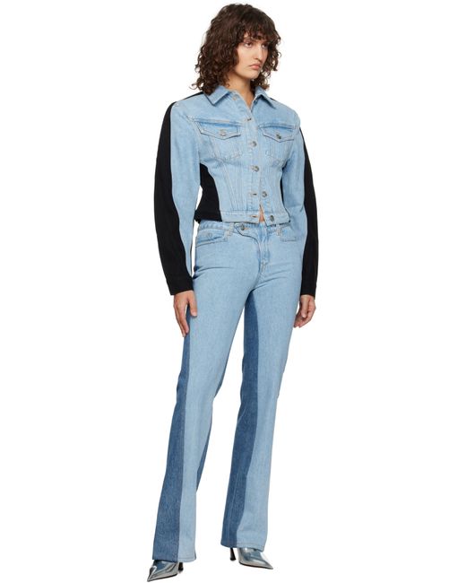 Mugler Blue Bi-Color Denim Jacket