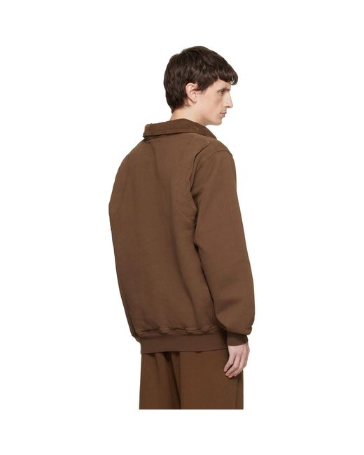 Les Tien Brown Heavyweight Moto Back Polo for men