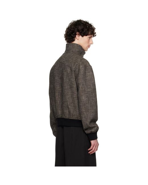 Bottega Veneta Black Houndstooth Bomber Jacket for men