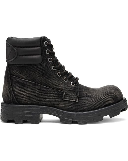 DIESEL Black D-Hammer Lace Up Boots for men