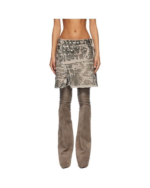 Rick Owens Black Concordians Sisysnap Denim Miniskirt