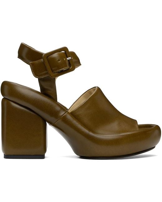 Lemaire Green Padded Wedge Heeled Sandals
