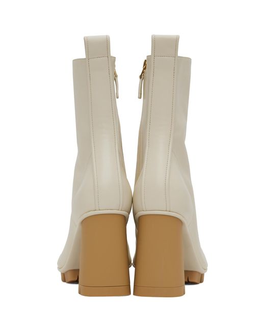 Bottega Veneta White Off- Shore Ankle Boots