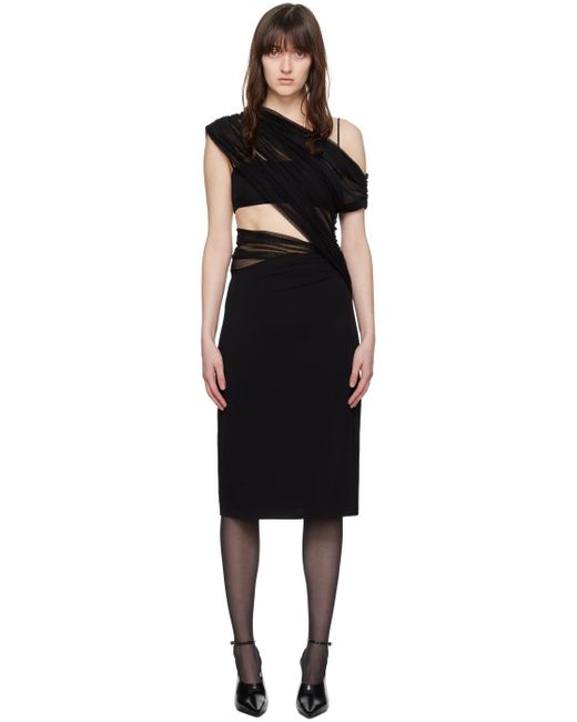 Christopher Esber Black Magnetica Asymmetric Midi Dress
