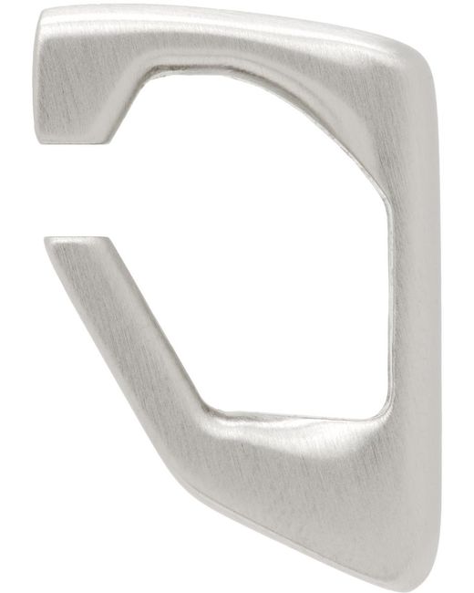 Rick Owens White Silver Prong Single Ear Cuff for men
