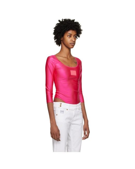 Versace Jeans Couture Red Pink Patch Bodysuit