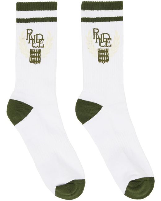 Rhude White Crest Socks for men