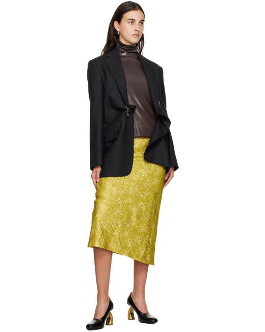 Dries Van Noten Yellow Ssense Exclusive Gold Midi Skirt