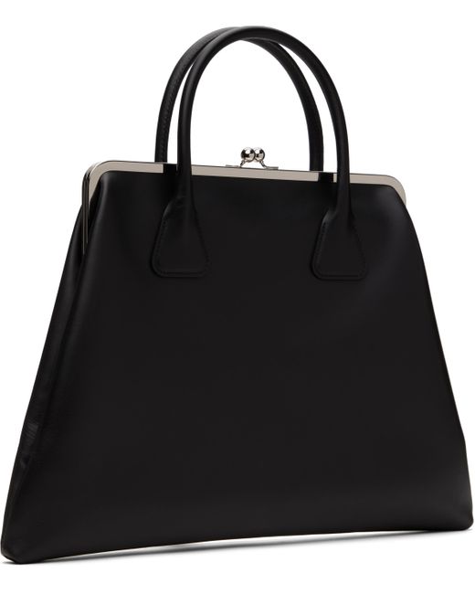 Comme des Garçons ブラック ラージ Leather Kiss Clasp バッグ Black