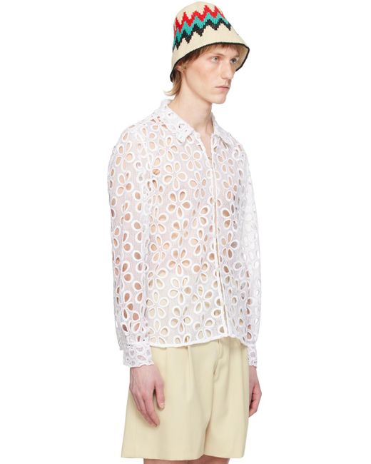 Chemise blanche à motif fleuri Bode pour homme en coloris Multicolor