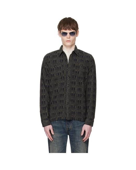 RRL Black Jacquard-Knit Wool-Blend Work Shirt for men