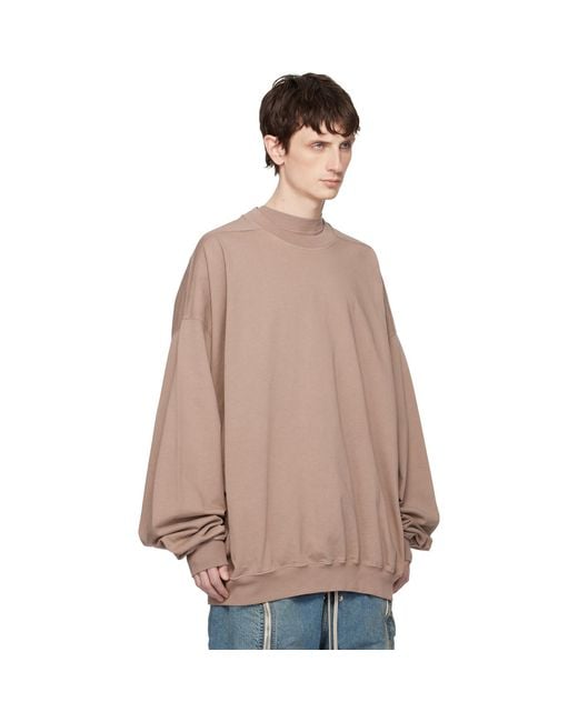 Rick Owens Natural Taupe Temple Hun Crewneck Sweatshirt for men