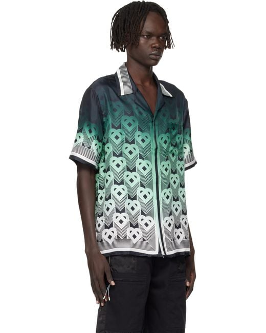 Casablanca Multicolor Gradient Monogram Short Sleeve Silk Shirt for men