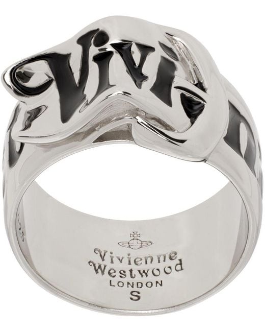 Vivienne Westwood Metallic Silver Belt Ring for men