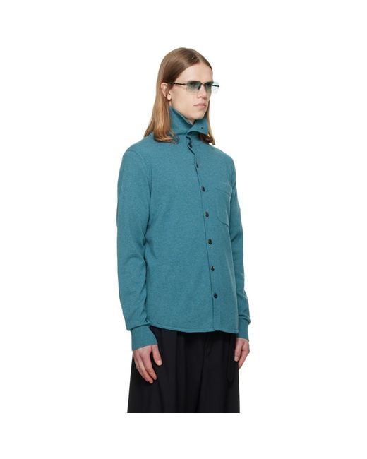 Dries Van Noten Blue Collar Cashmere Cardigan for men