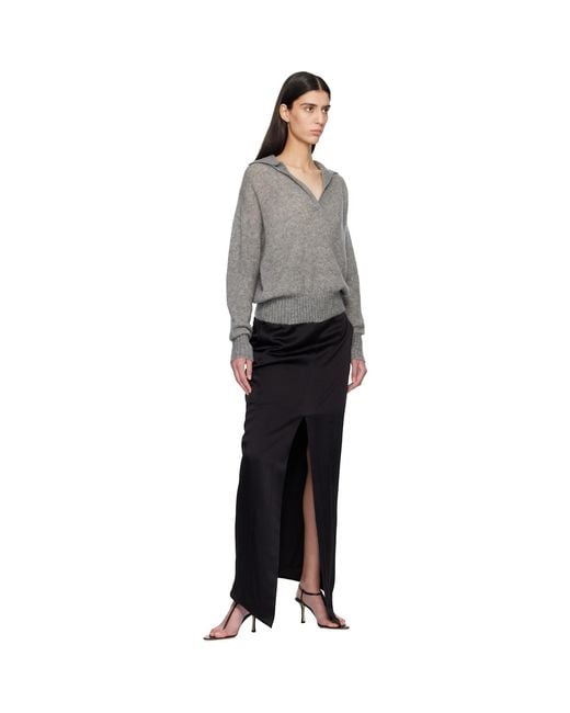 Tom Ford Black Ultrasoft Cashmere Silk Oversized Open Polo