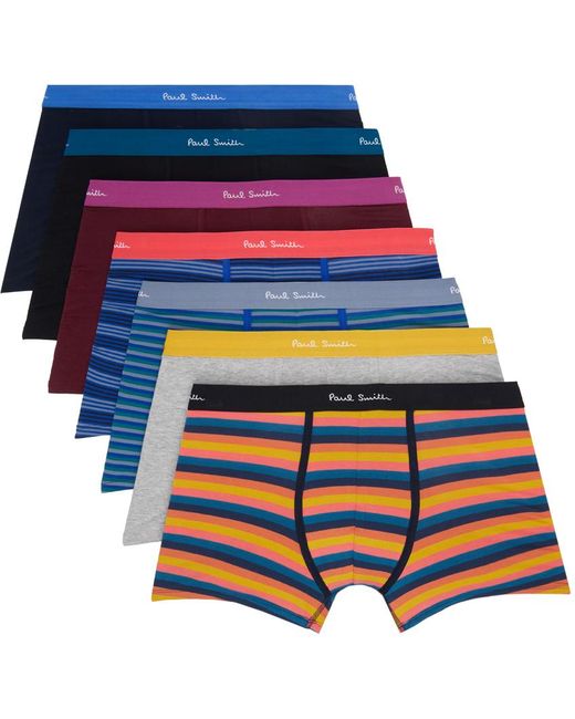 Paul Smith Blue Seven-pack Multicolor 'artist Stripe' Boxers for men