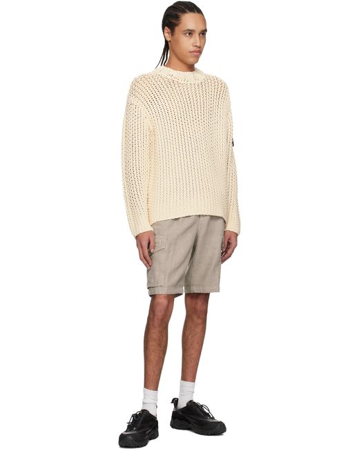 メンズ Stone Island グレー Diagonal リネン カーゴショートパンツ Natural