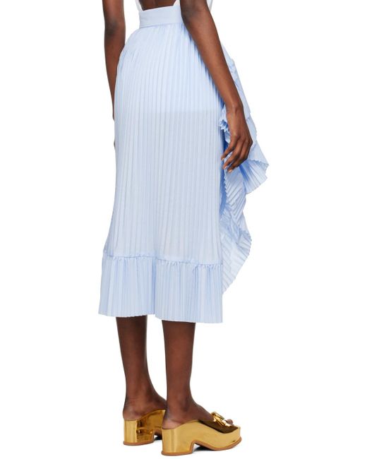 Dries Van Noten Blue Pleated Midi Skirt